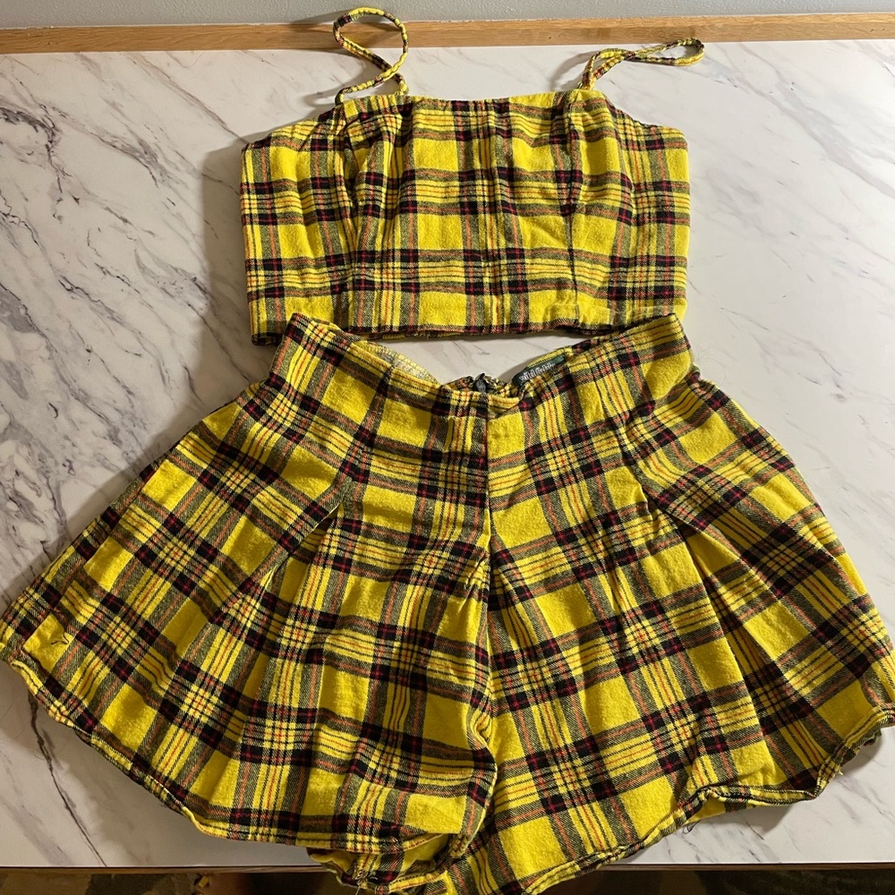 CHER from clueless!! Wild fable yellow plaid set s xs